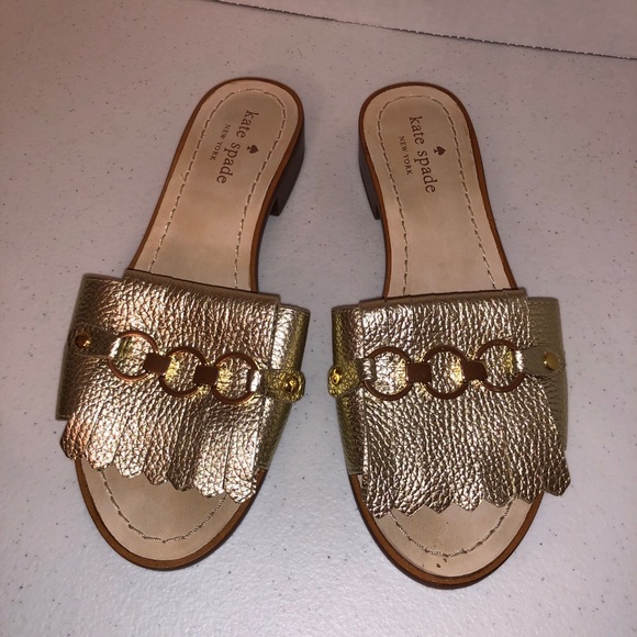 kate spade Shoes - Kate Spade gold leather link sandals size 6